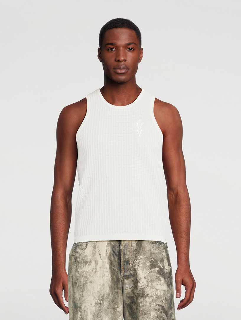 Linen-Blend Waffle Stitch Tank Top