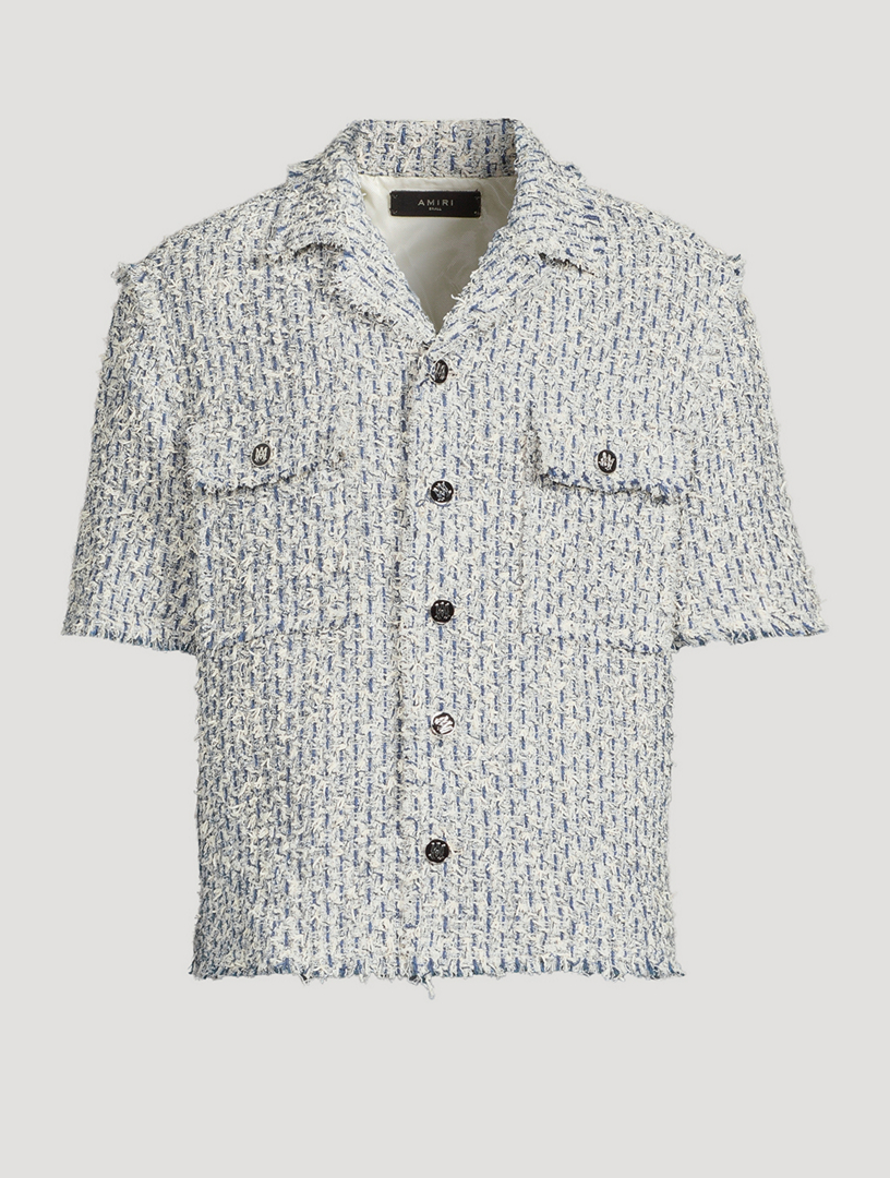 SUMARI Flap Pocket Box Shirts Tweedシュマリ AMIRI Bouclè Tweed Short-Sleeve Shirt | Holt Renfrew