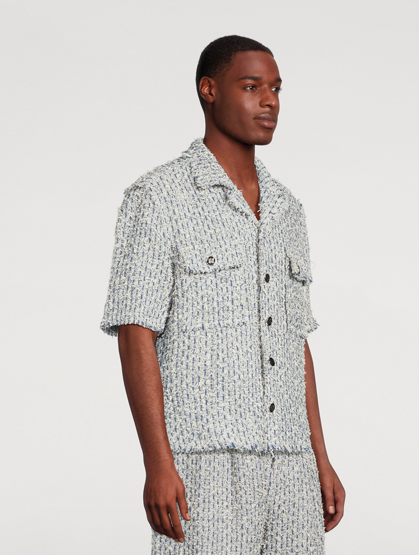 AMIRI Bouclè Tweed Short-Sleeve Shirt | Holt Renfrew