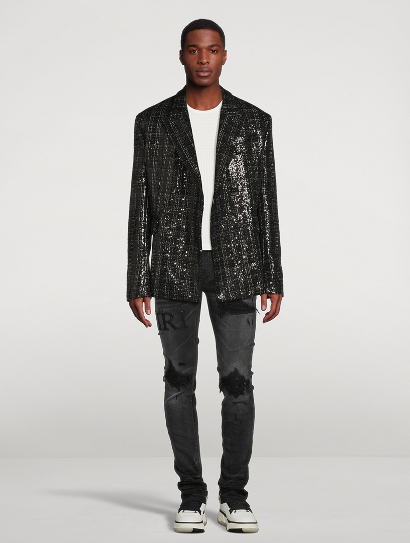 Sequin Boucle Double-Breasted Blazer
