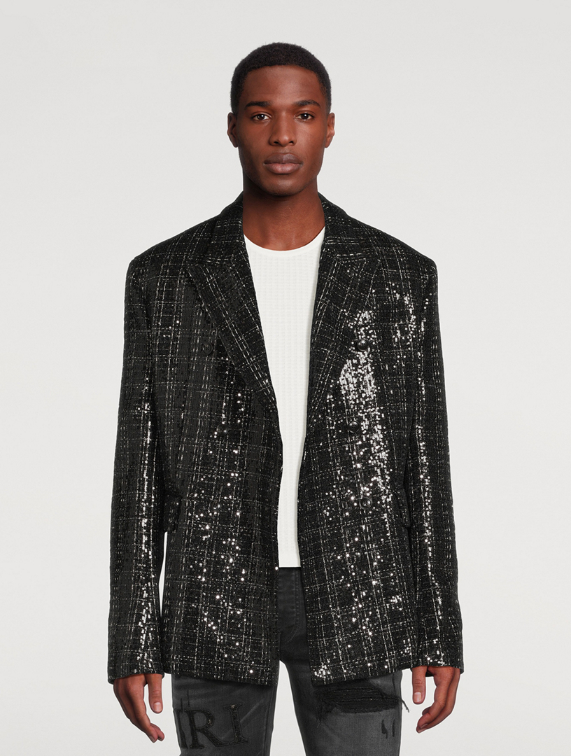 Sequin Boucle Double-Breasted Blazer