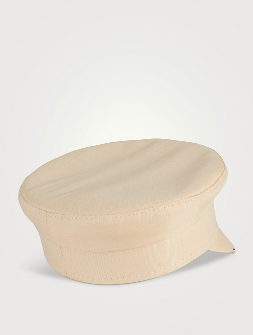 Pierced Linen Baker Boy Cap