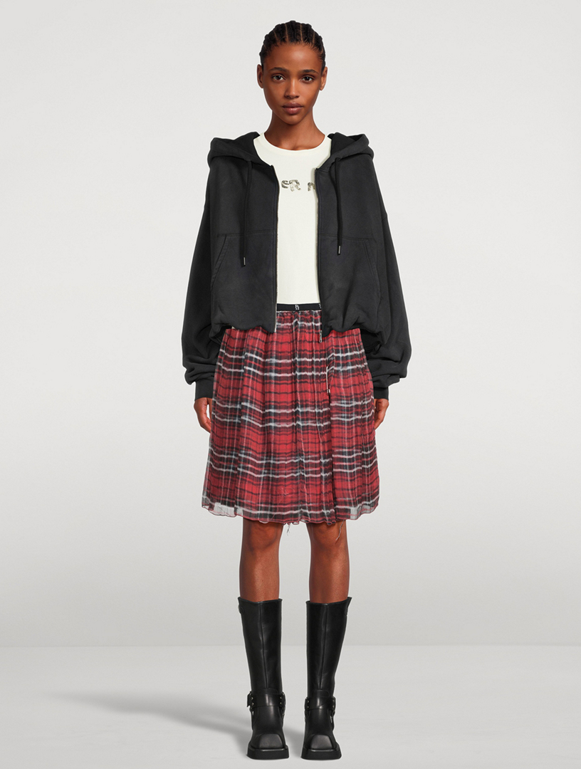 Silk Double-Layer Kilt Skirt Plaid Print