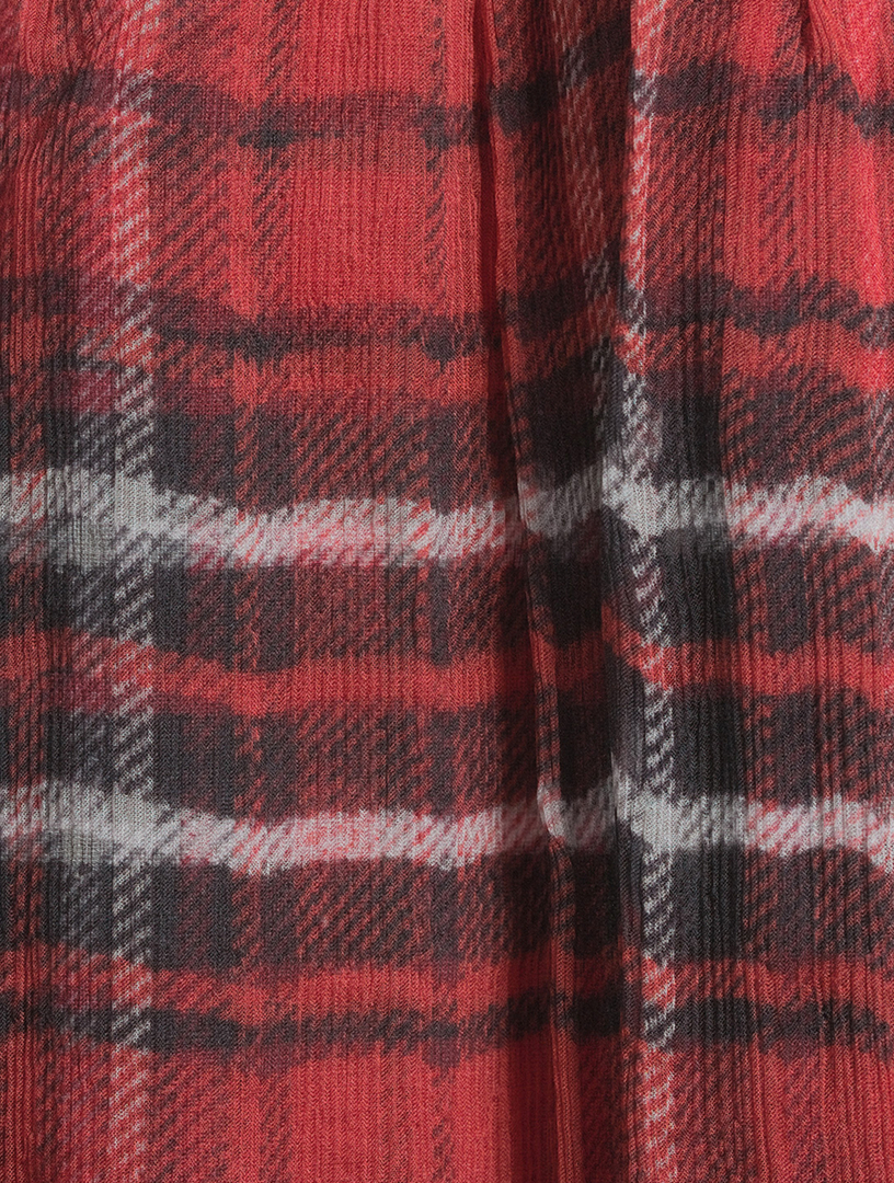 Silk Double-Layer Kilt Skirt Plaid Print