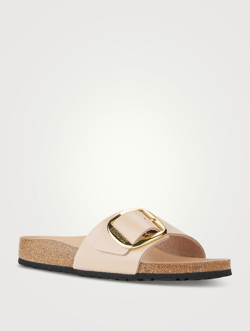 Madrid Big Buckle Leather Slide Sandals