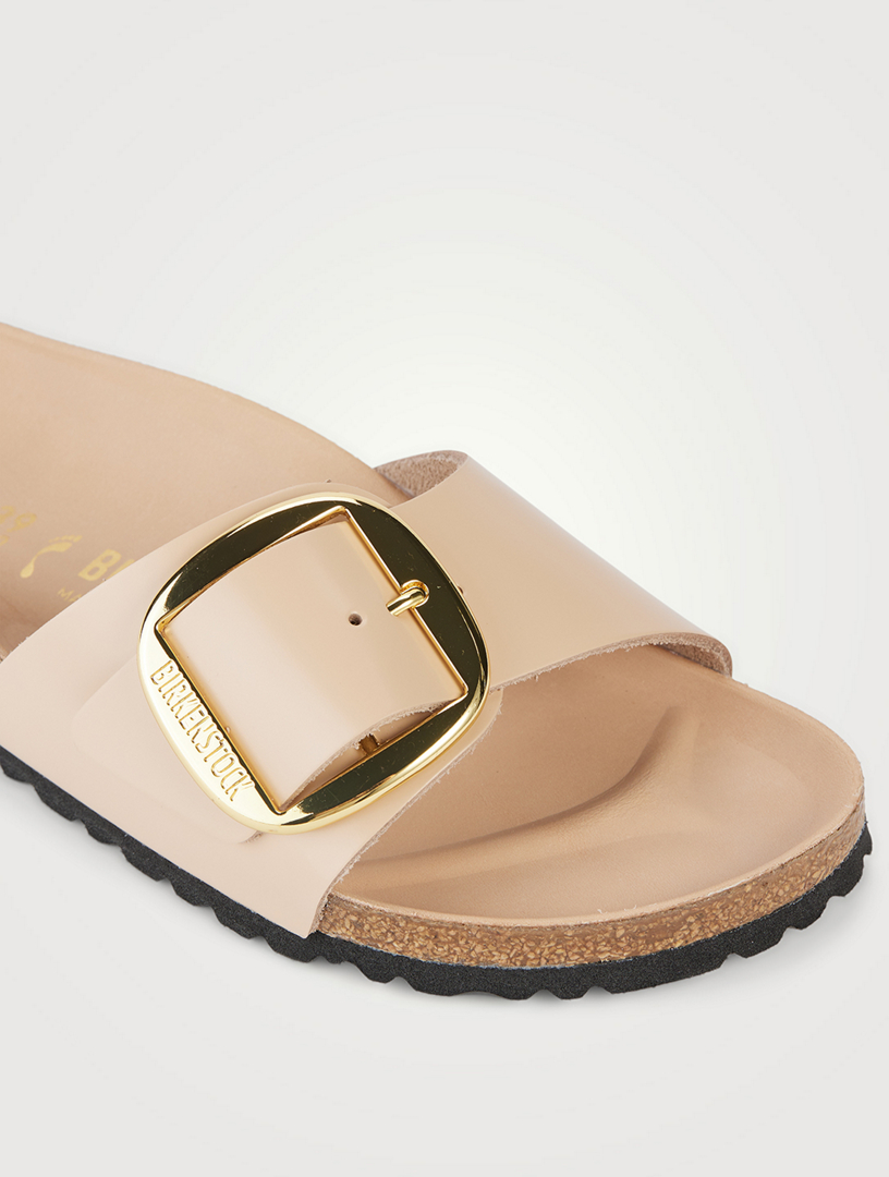 Madrid Big Buckle Leather Slide Sandals