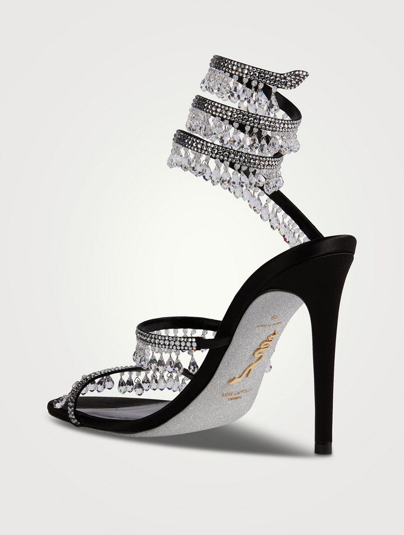 Sandales à talon aiguille Chandelier en satin à cristaux