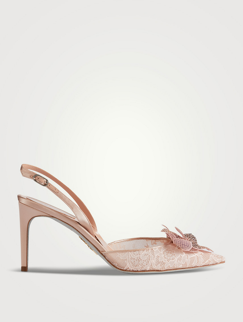 Floriane Lace And Satin Slingback Pumps