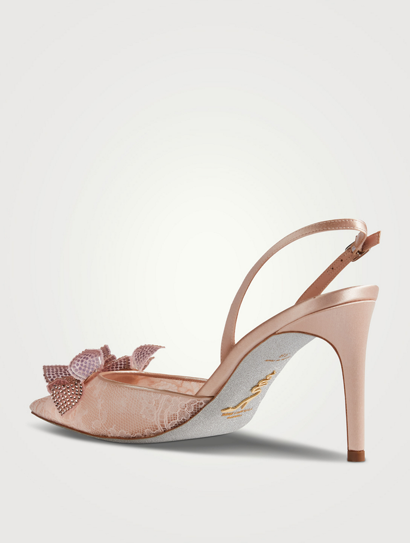 Floriane Lace And Satin Slingback Pumps