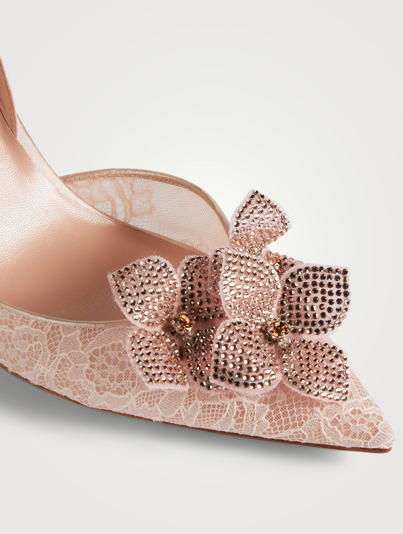 Floriane Lace And Satin Slingback Pumps