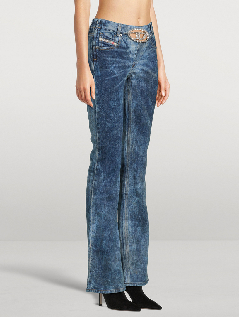 1969 D-Ebbey Low-Rise Slim Jeans With Crystal Plaque