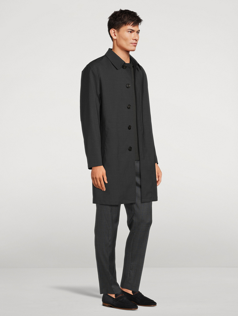 Stretch Wool-Blend Car Coat