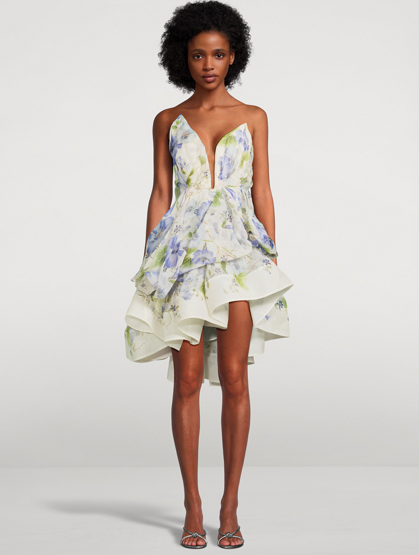 ZIMMERMANN Natura Asymmetric Mini Dress In Floral Print
