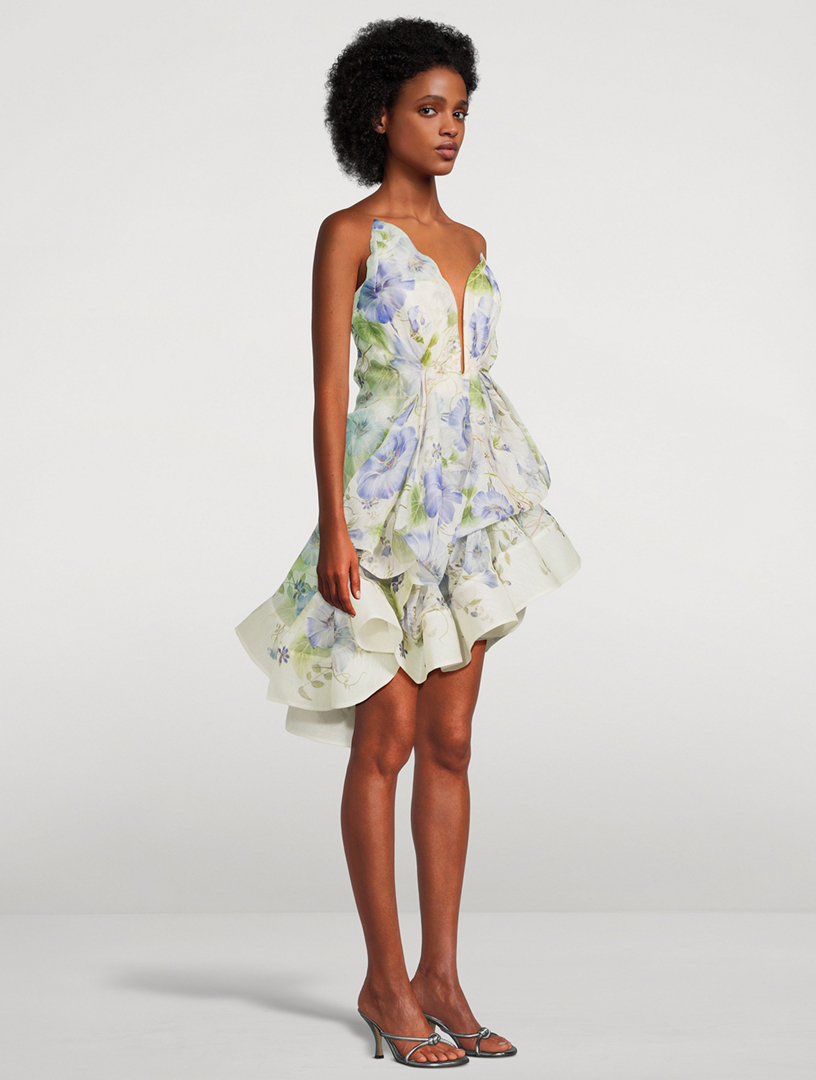 Natura Asymmetric Mini Dress Floral Print
