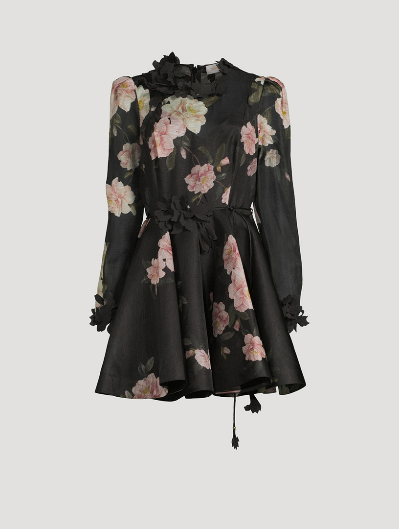 【Zimmermann】Natura floral linen minidress NWOT $895 Zimmermann Natura V Neck Belted Floral Linen Mini