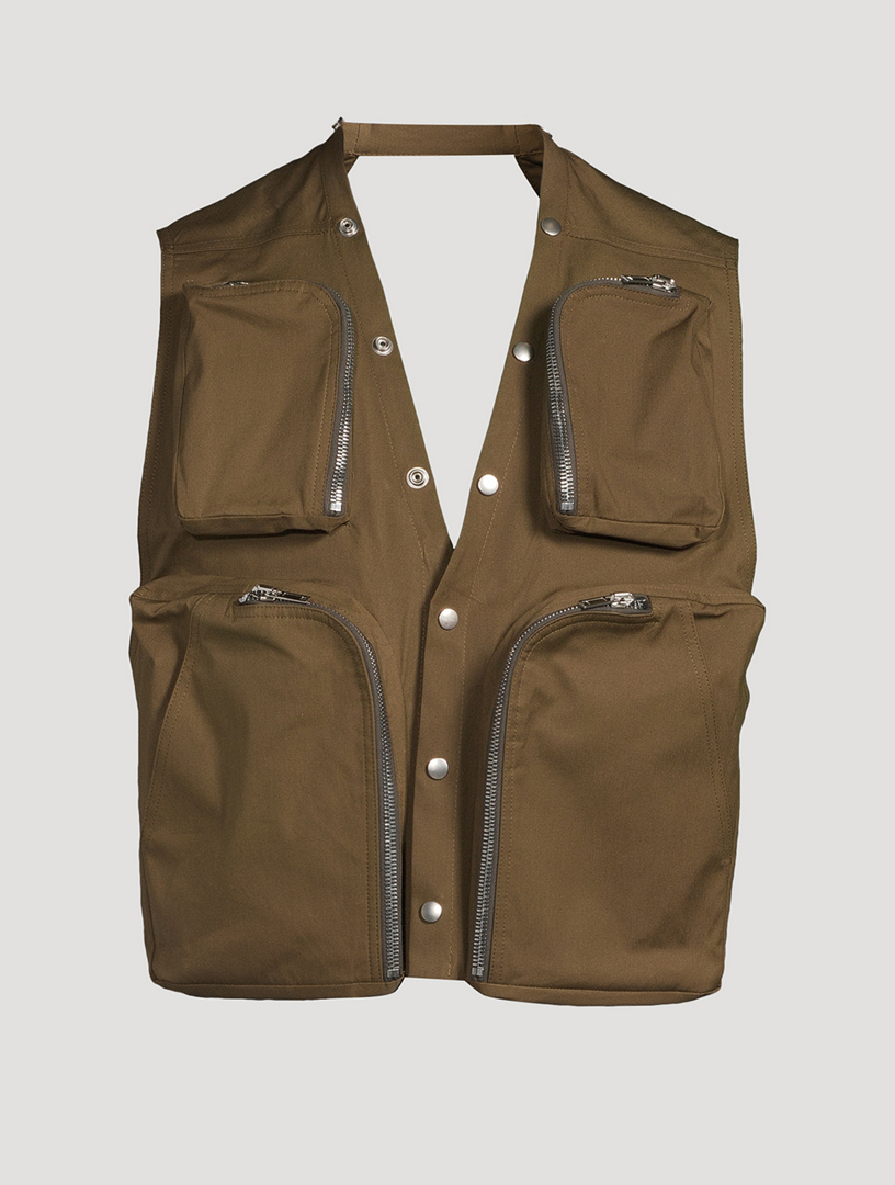 Embossed grained leather utility vest deals