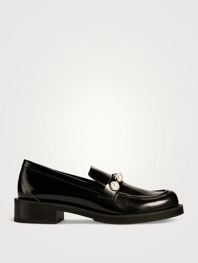 Portia Pearl-Embellished Patent Leather Loafers