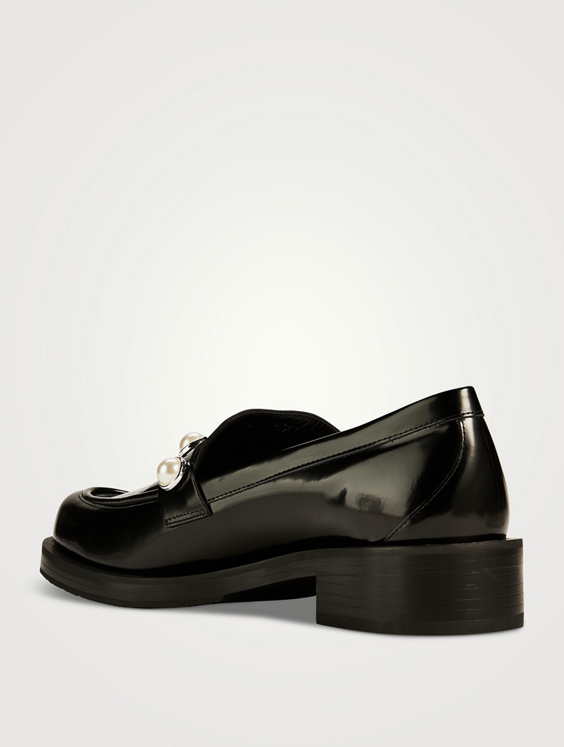 Portia Pearl-Embellished Patent Leather Loafers