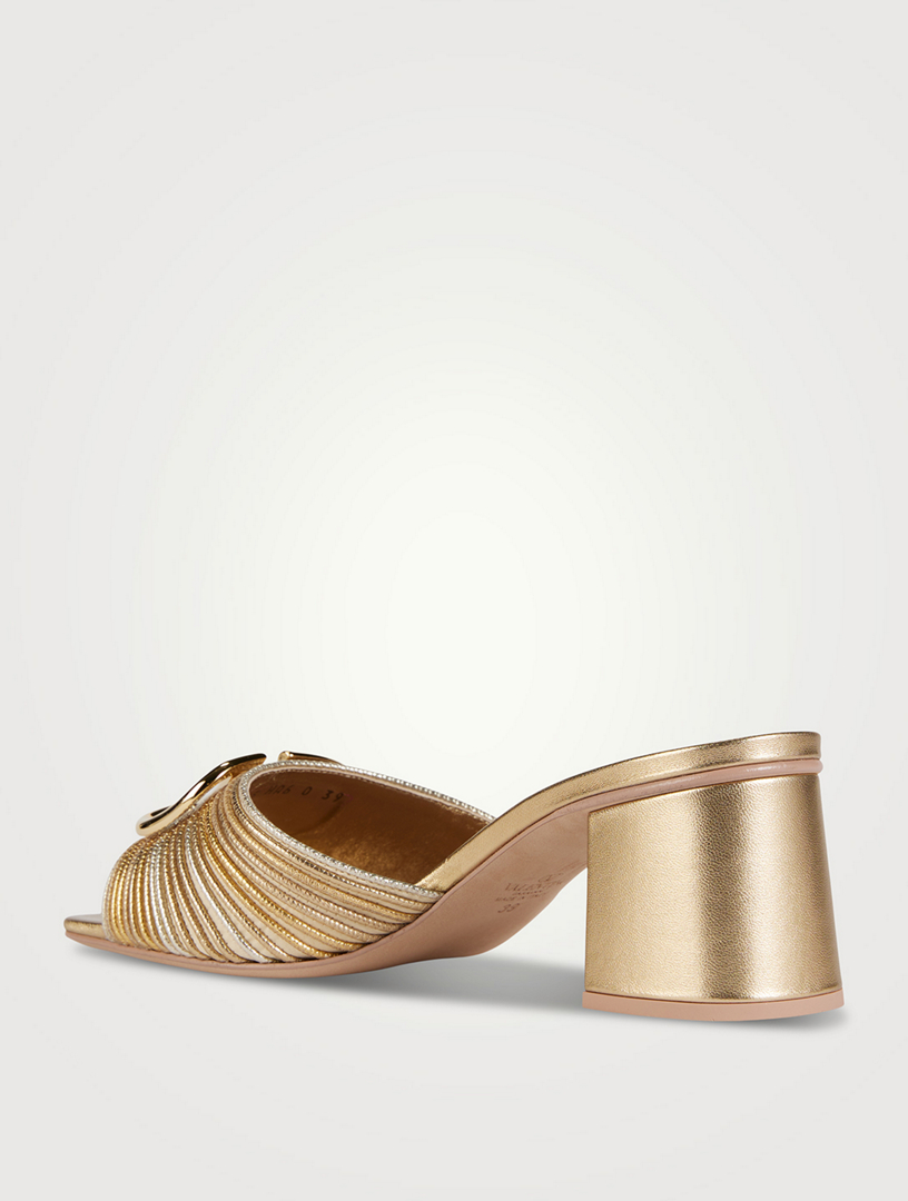 VLOGO Metallic Leather Mules