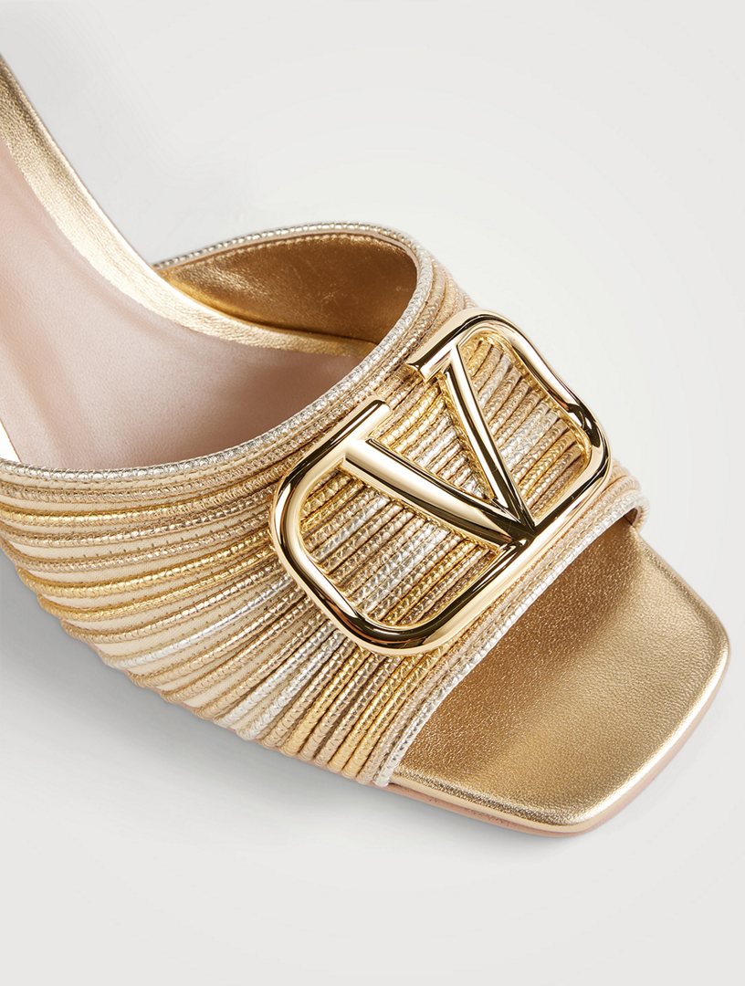 VLOGO Metallic Leather Mules