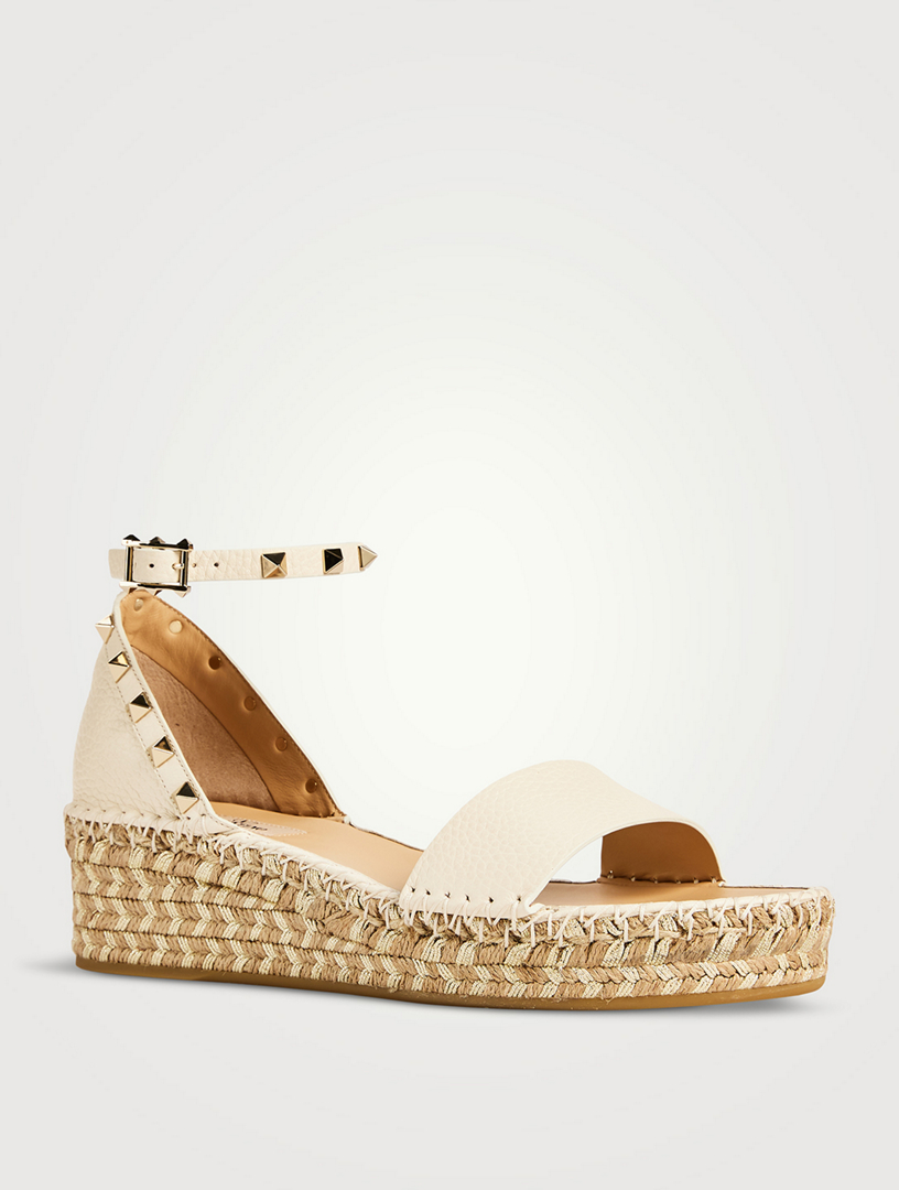 VALENTINO GARAVANI Rockstud Leather Espadrille Wedge Sandals Holt Renfrew