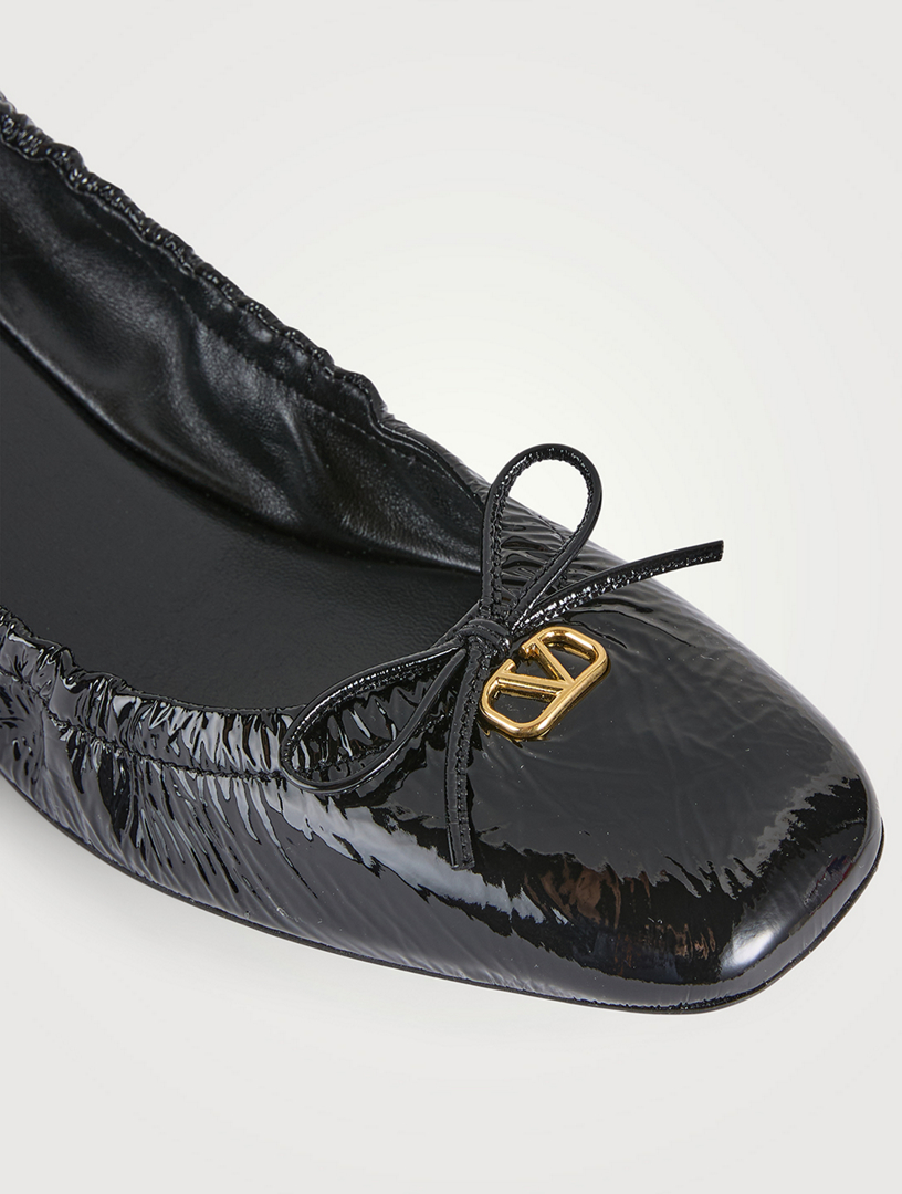 VLOGO Patent Leather Ballerinas