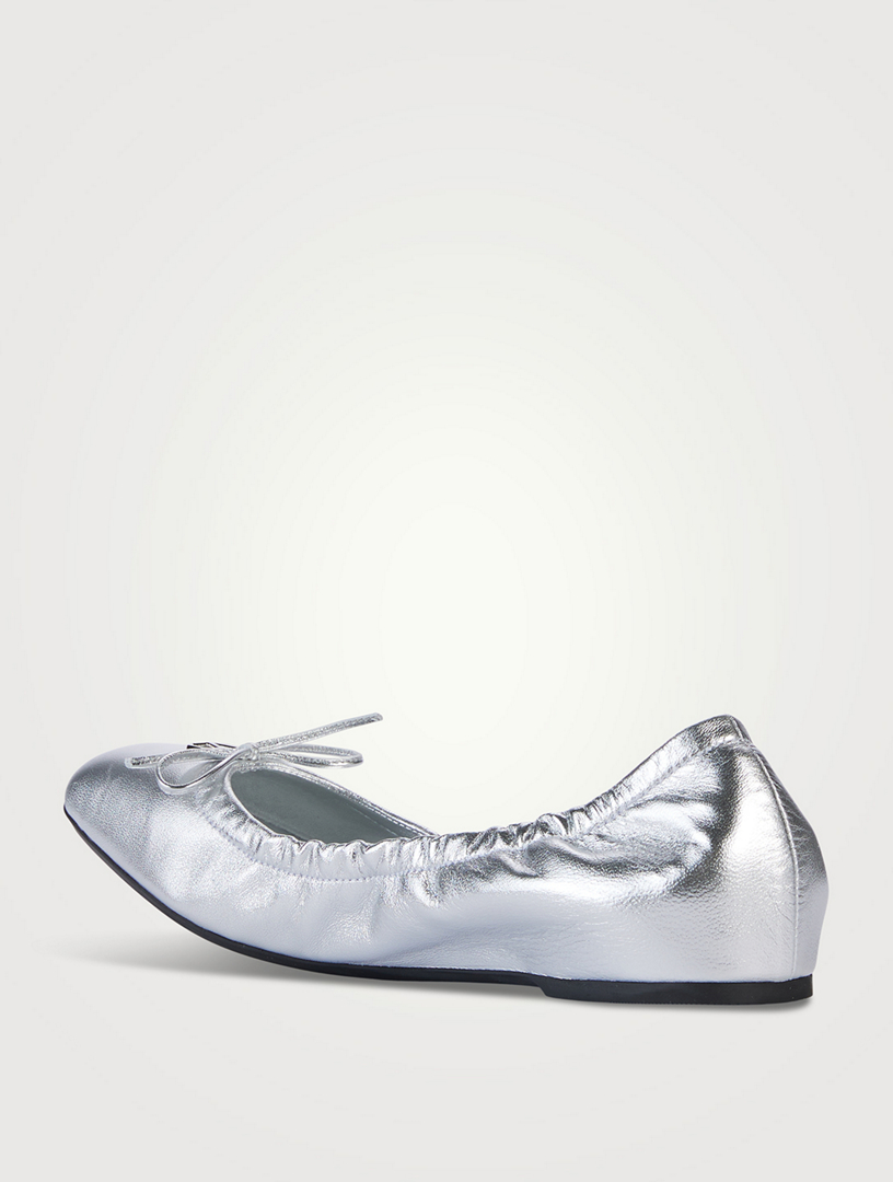 VLogo Metallic Leather Ballerinas