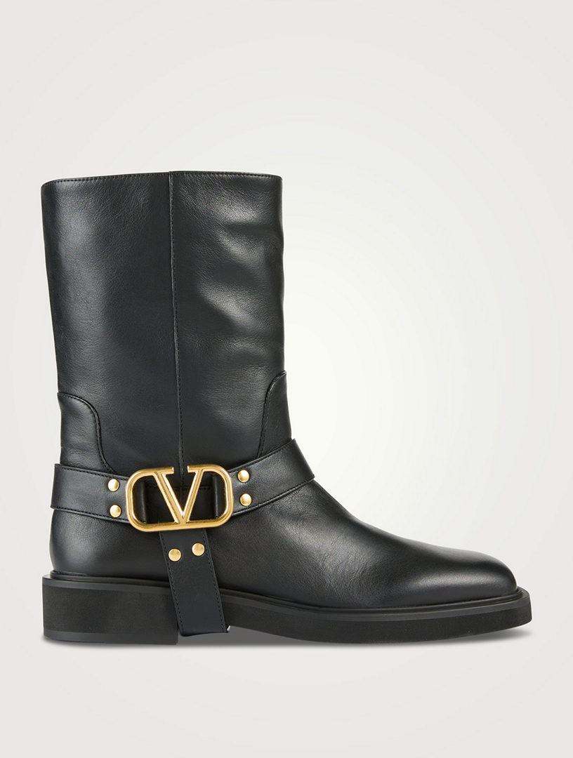 VLOGO Leather Moto Boots