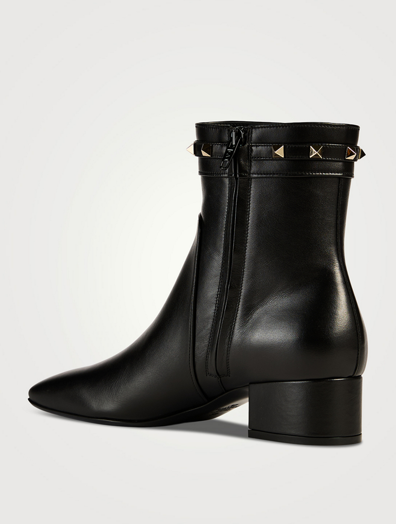 Rockstud Leather Ankle Boots
