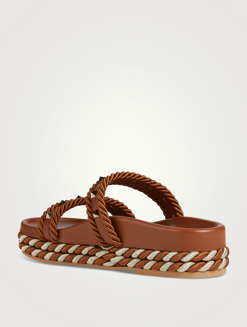 Rockstud Torchon Canvas Espadrille Slide Sandals