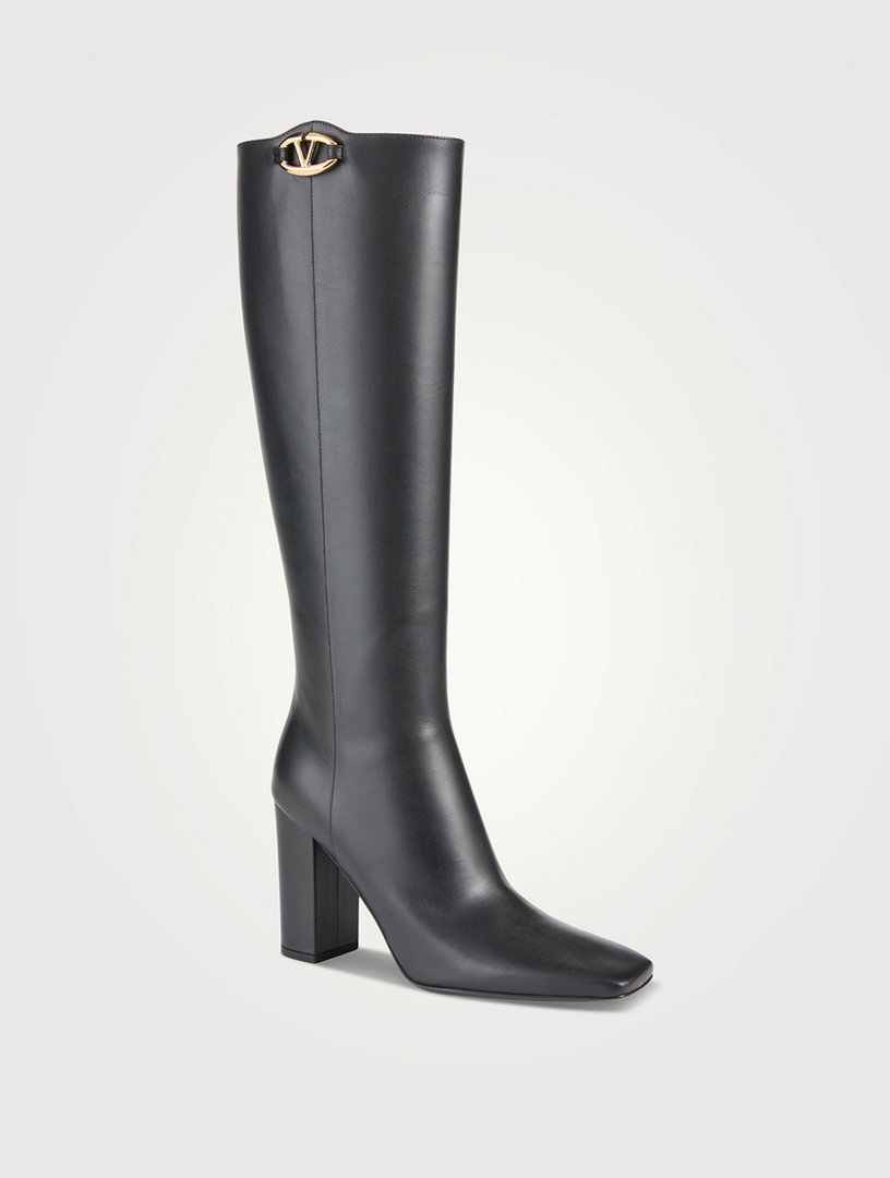 VLOGO Leather Knee-High Boots