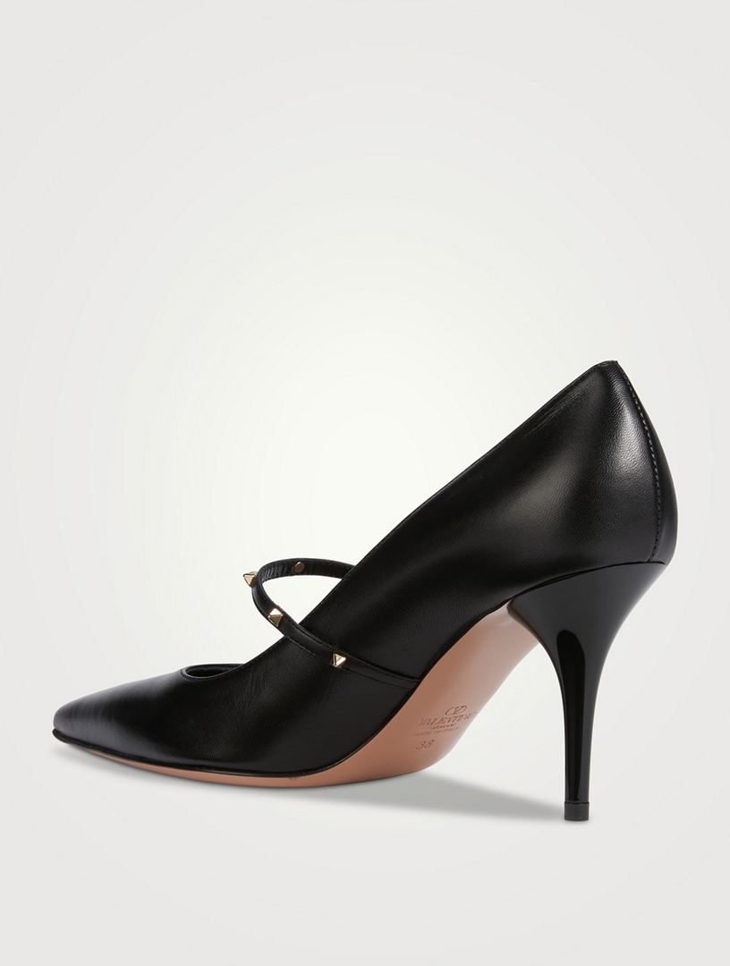 Rockstud Wispy Leather Mary Jane Pumps