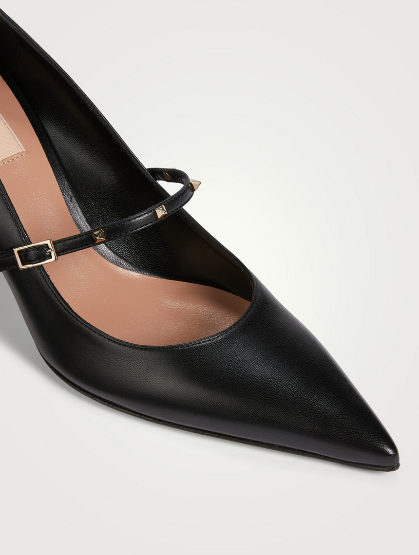 Rockstud Wispy Leather Mary Jane Pumps