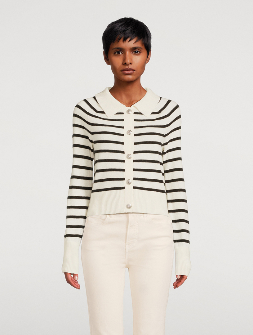 Cheshire Cashmere Cardigan Striped Print