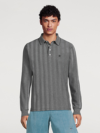 Jacquard Long-Sleeve Polo Shirt