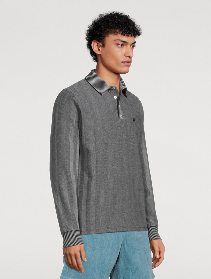 Jacquard Long-Sleeve Polo Shirt