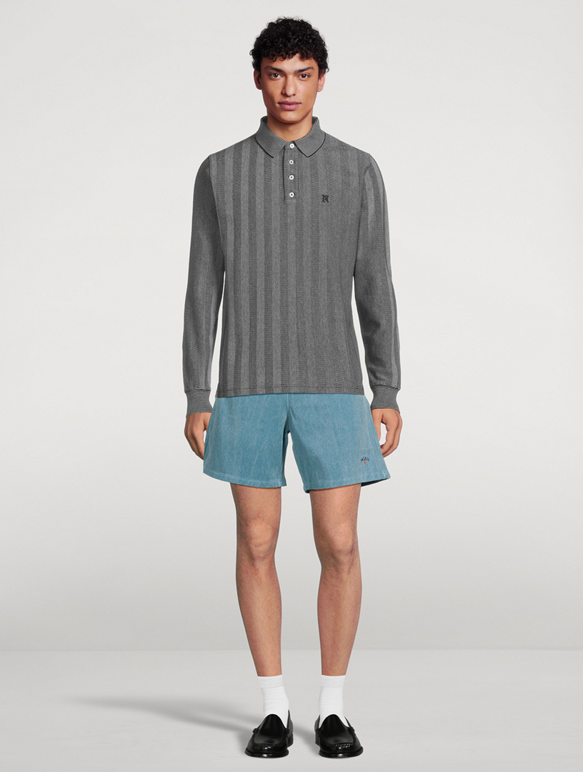 NOAH Jacquard Long-Sleeve Polo Shirt | Holt Renfrew