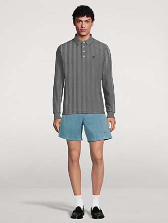 NOAH Jacquard Long-Sleeve Polo Shirt | Holt Renfrew