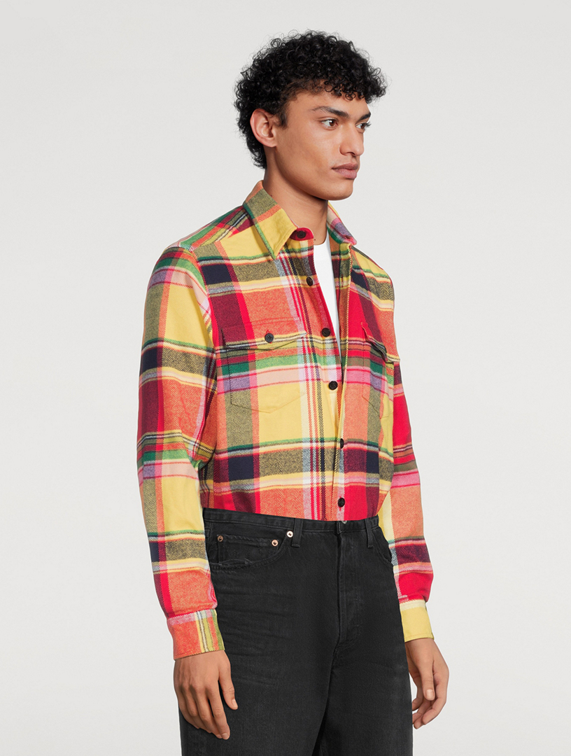 NOAH Heavyweight Flannel Shirt Bright Plaid Print | Scarborough Town Centre