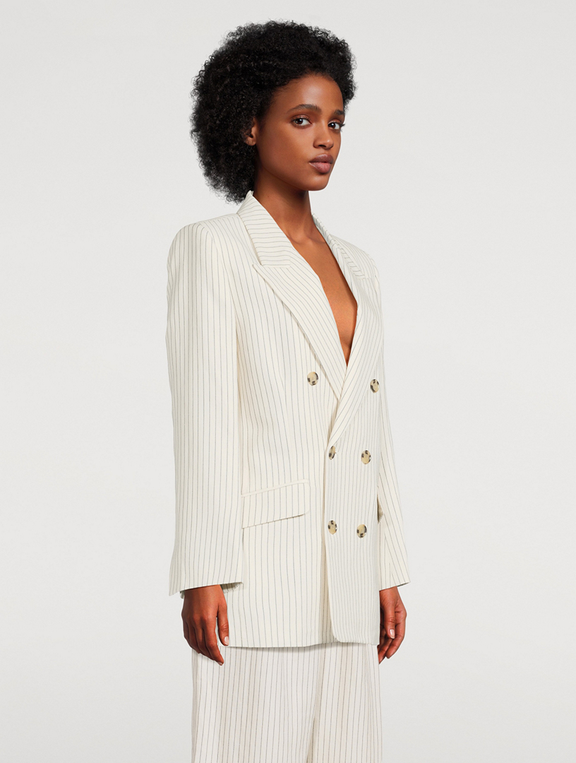 Cotton And Linen Double-Breasted Blazer