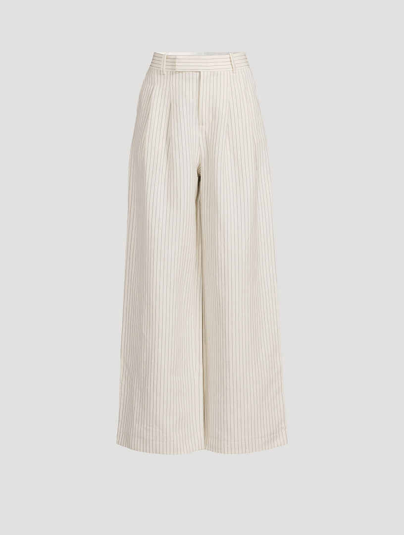 Linen Pants With Pockets And Pleat Detail – Evergreen Boutique