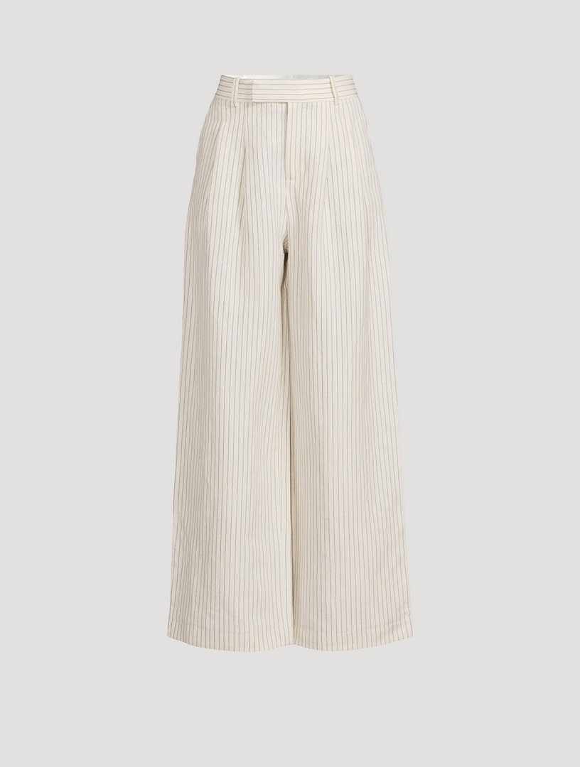 Linen-Cotton Pleated Pants