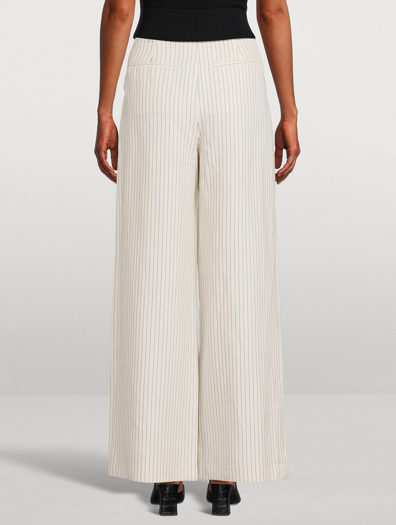 Cotton And Linen Pleated Pants