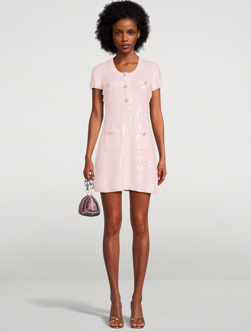 【送料&関税込】self-portrait Knit Mini Dress Pink Ruffle Knit Mini Dress – self-portrait