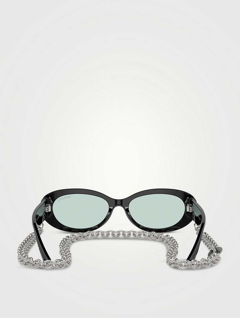 Oval Sunglasses With Chain