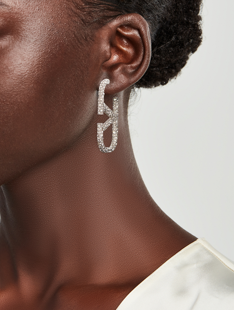 VALENTINO GARAVANI VLOGO Hoop Earrings With Crystals | Holt Renfrew