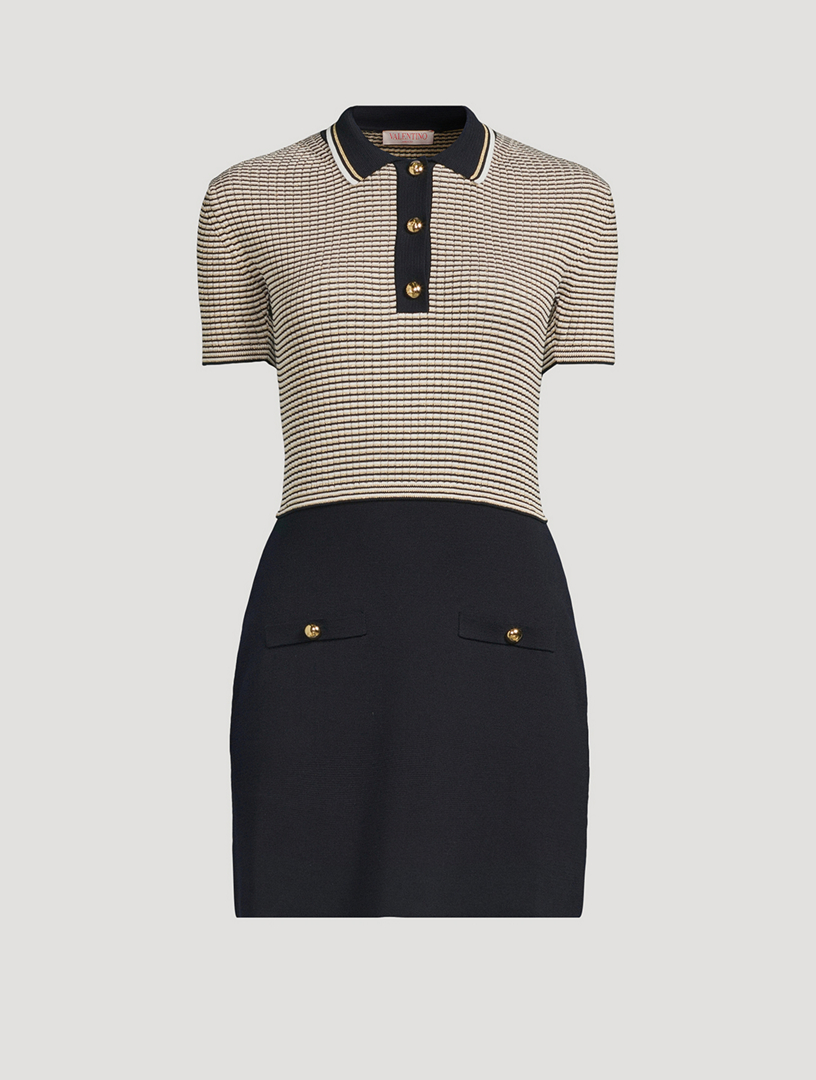Cotton And Lurex Short-Sleeve Mini Dress