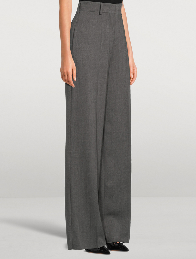 Stretch Wool Wide-Leg Trousers