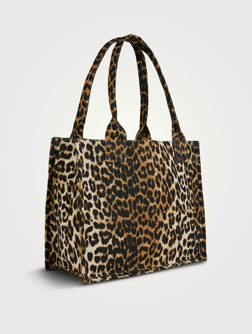 Large Canvas Tote Bag In Leopard Print