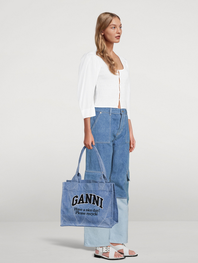 GANNI Large Denim Tote Bag Holt Renfrew